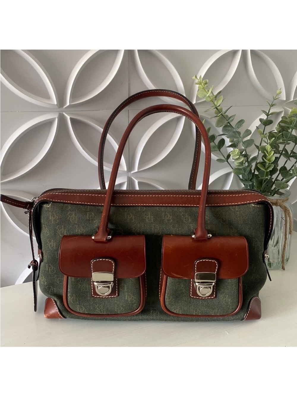 Dooney& Bourke Canvas Leather-Trim Shoulder Bag